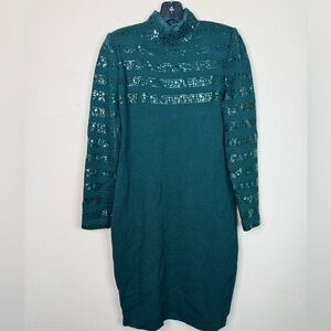 St. John Women's Vintage Green knit long sleeve dress size 4